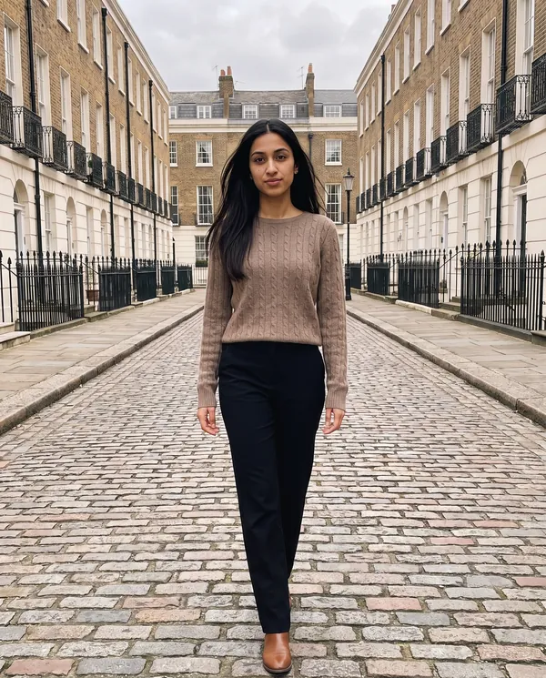 Satin Eve styling: Soft Cable Knit Crew Neck Jumper