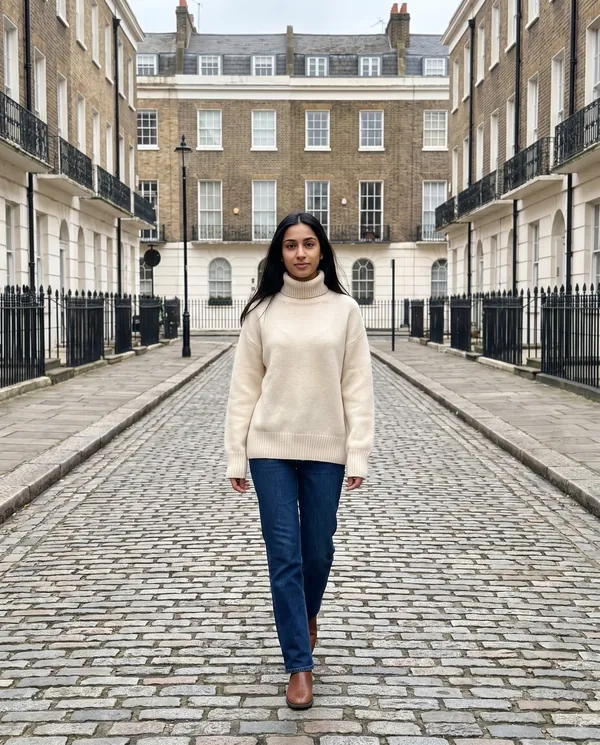 Satin Eve styling: Soft Knit Roll Neck Jumper