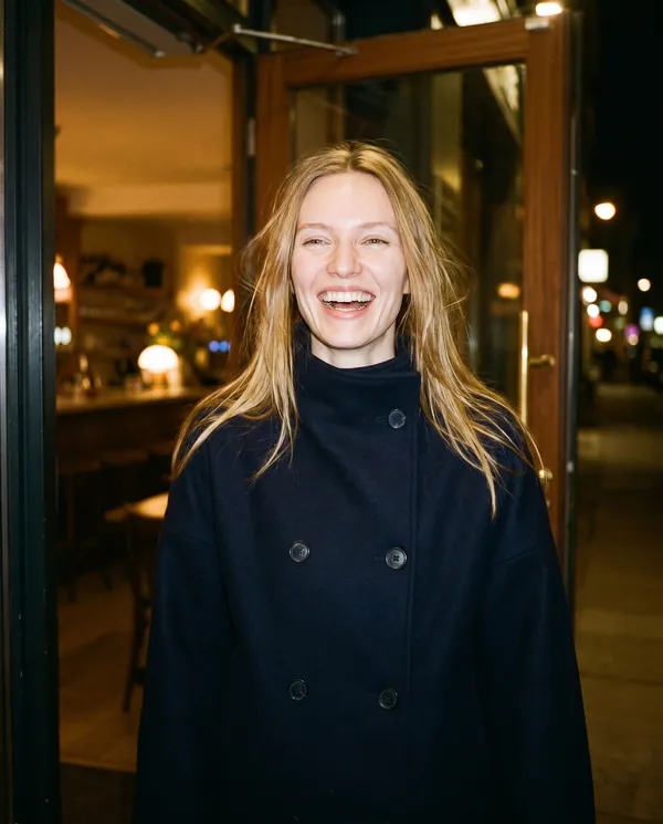 Satin Eve styling: Navy Double-Breasted Short Jacket