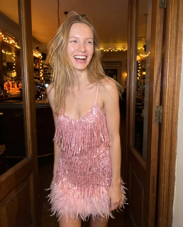 Satin Eve styling: Sequin Fringe Cami Mini Dress