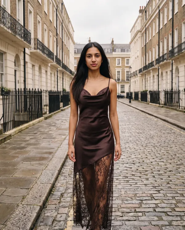 Satin Eve styling: Lace and Satin Slip Maxi Dress