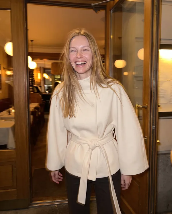 Satin Eve styling: Cape-Sleeve Trench Jacket