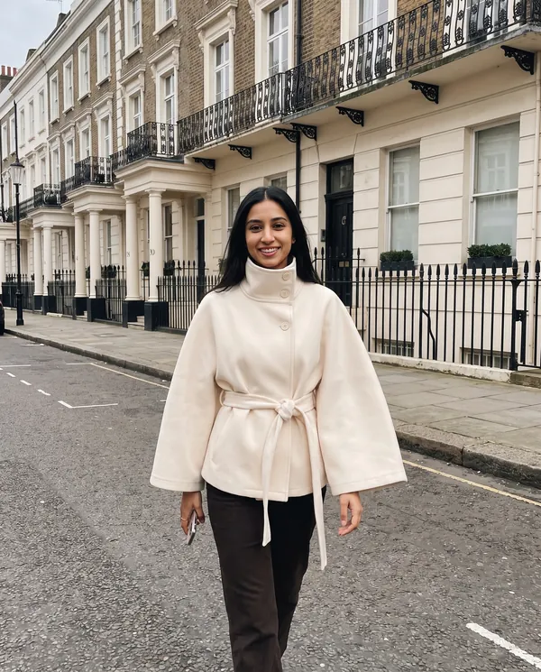 Satin Eve styling: Cape-Sleeve Trench Jacket