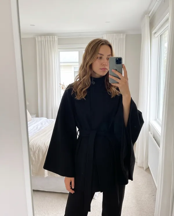 Satin Eve styling: Wool-Look Cape Jacket