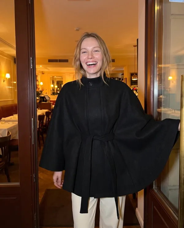 Satin Eve styling: Wool-Look Cape Jacket