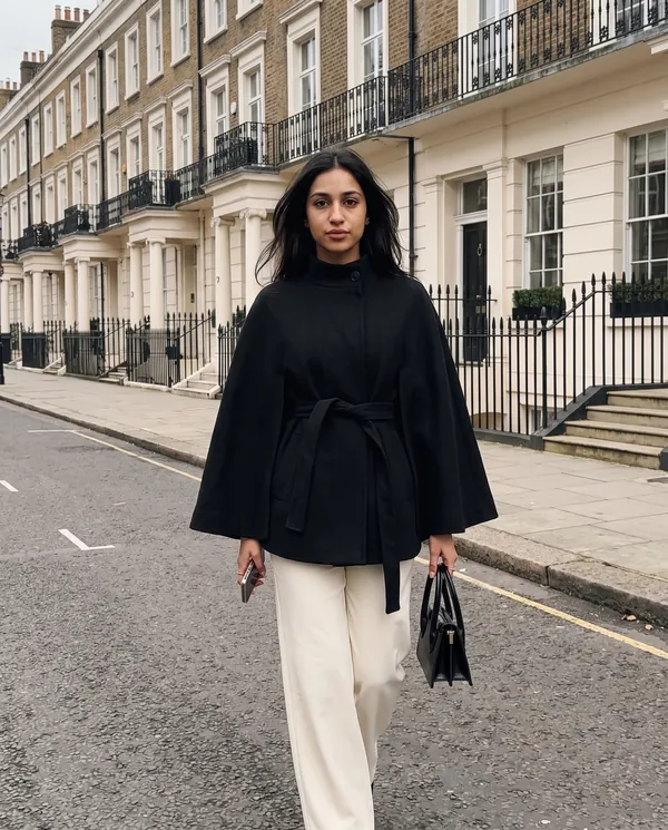 Satin Eve styling: Wool-Look Cape Jacket