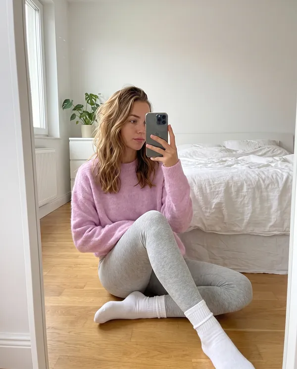 Satin Eve styling: Brushed Knit Crew Neck Jumper