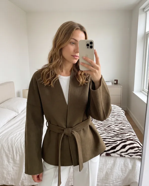 Satin Eve styling: Collarless Wrap Jacket