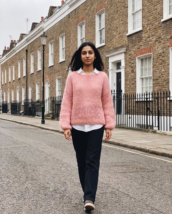 Satin Eve styling: Open Knit Mohair-Look Jumper