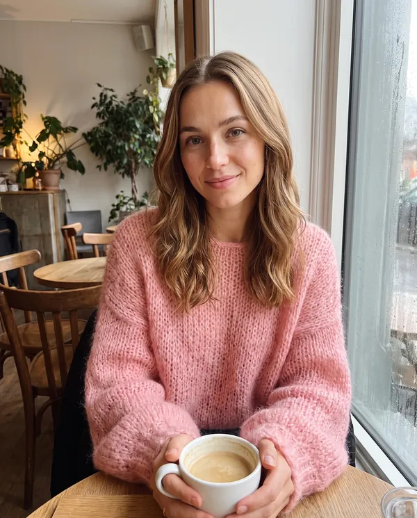 Satin Eve styling: Open Knit Mohair-Look Jumper