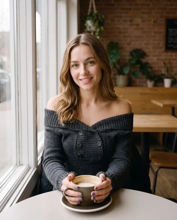 Satin Eve styling: Off-Shoulder Double Button Knit Jumper