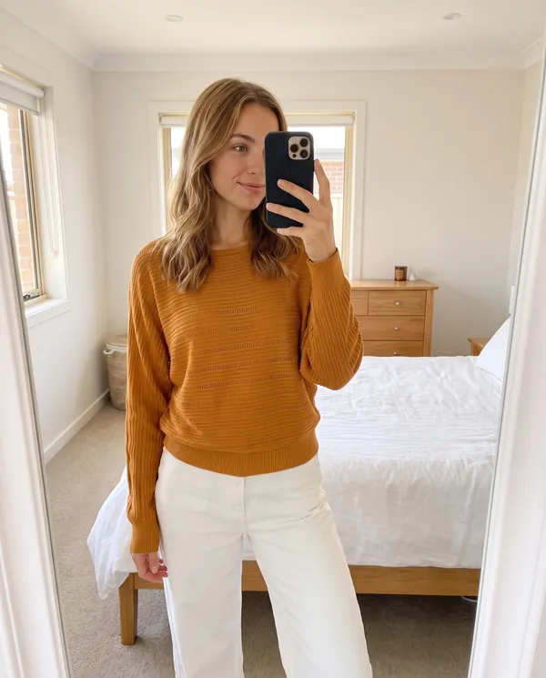 Satin Eve styling: Batwing Pointelle Boat Neck Jumper
