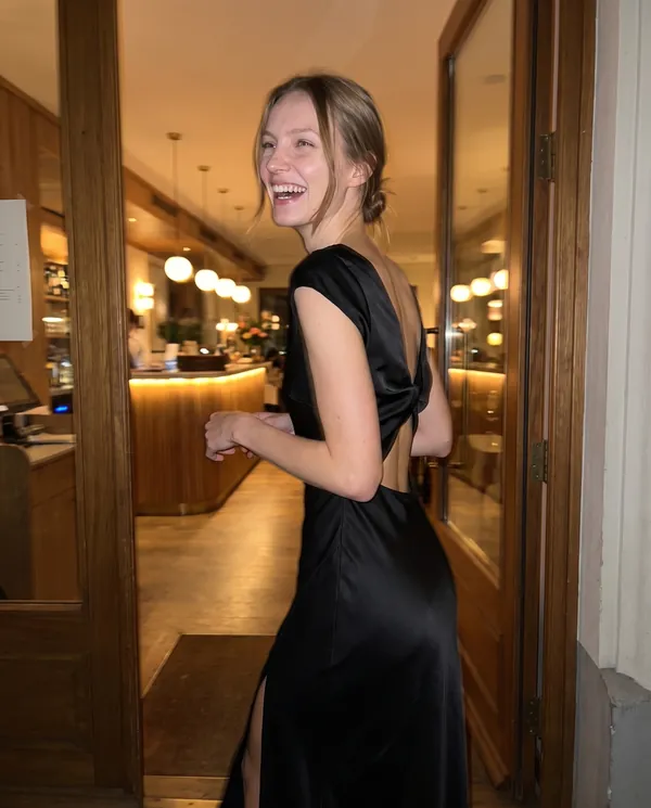 Satin Eve styling: Satin Tie-Back Cap-Sleeve Midi Dress