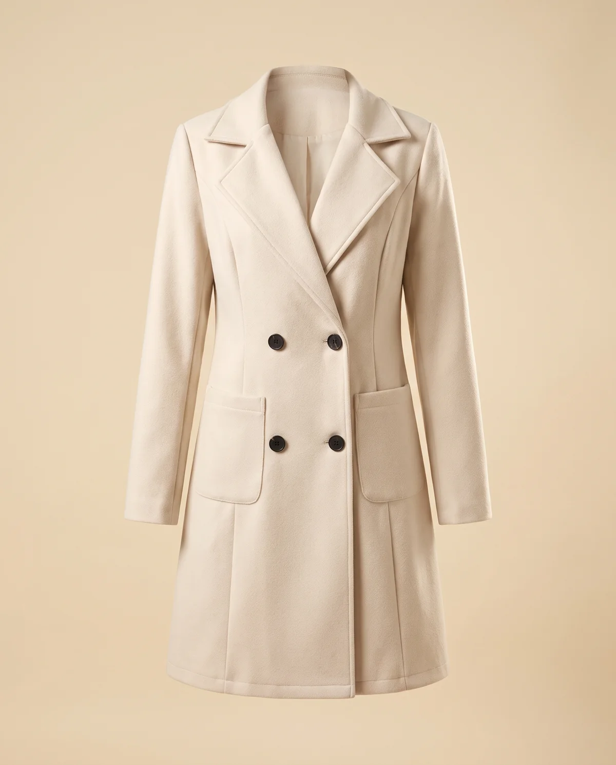 Wool-Look Blazer Coat in Cream, product shot on a plain background