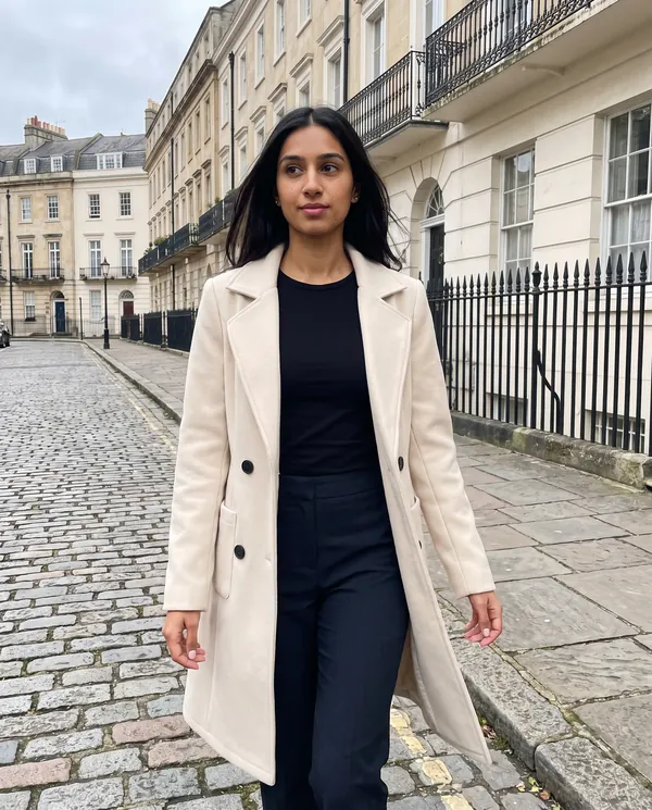 Satin Eve styling: Wool-Look Blazer Coat