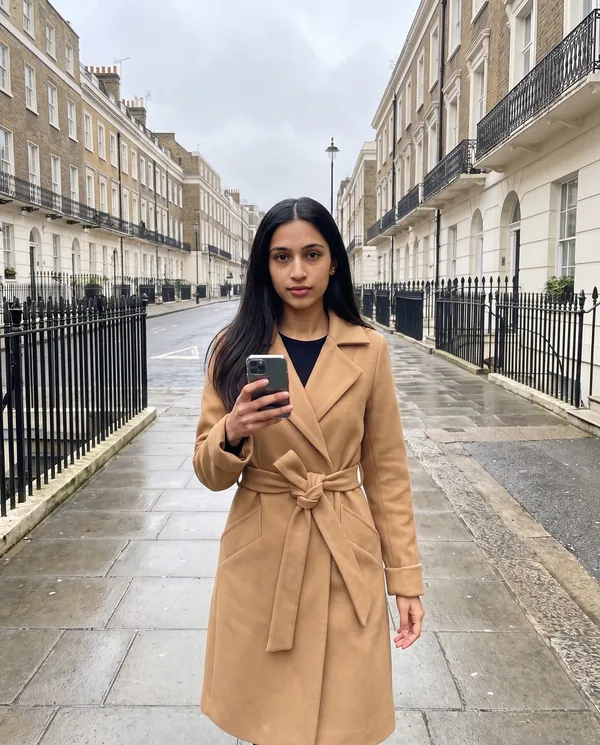 Satin Eve styling: Belted Wool-Look Wrap Coat