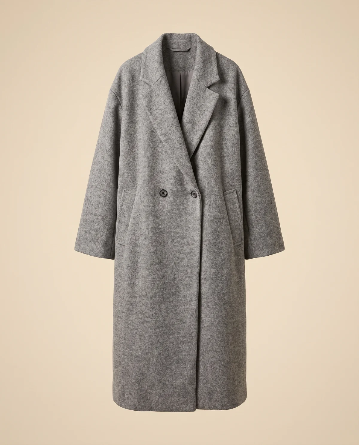 Oversized Grey Wool-Look Coat in Grey Marl, product shot on a plain background