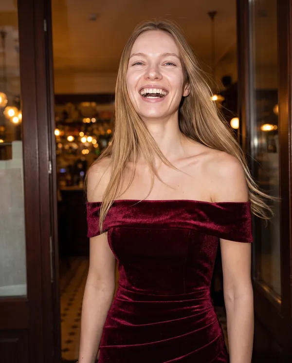 Satin Eve styling: Off-Shoulder Velvet-Look Bodice Maxi Dress