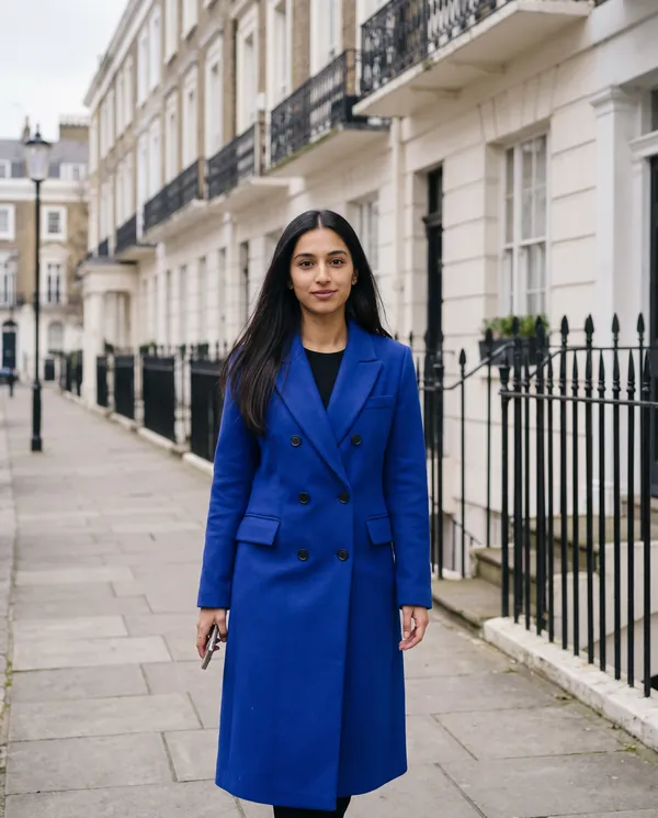 Satin Eve styling: Tailored Double-Breasted Wool-Look Coat