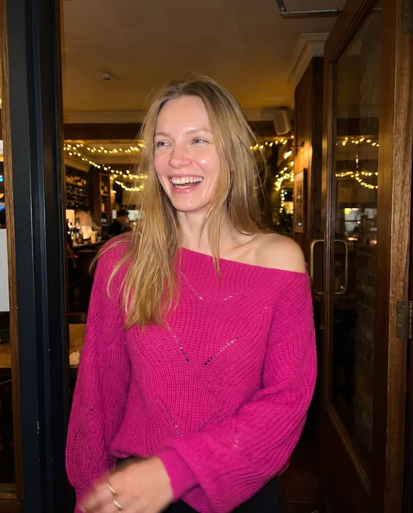 Satin Eve styling: Off-Shoulder Lantern Sleeve Knit Jumper