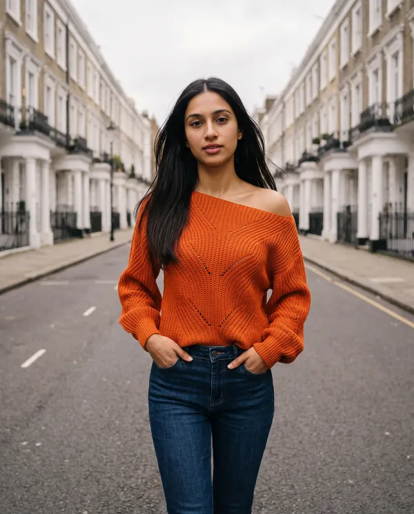 Satin Eve styling: Off-Shoulder Lantern Sleeve Knit Jumper