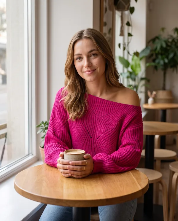 Satin Eve styling: Off-Shoulder Lantern Sleeve Knit Jumper