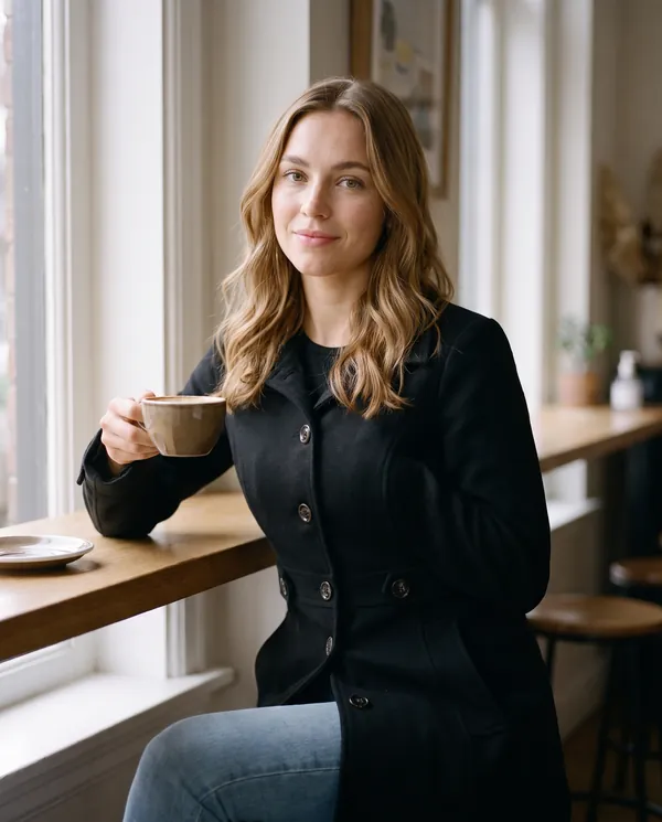 Satin Eve styling: Button-Through Fitted Wool-Look Coat