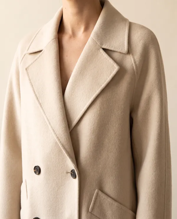 Oversized Cream Wool-Look Coat in Cream, close-up of the detail