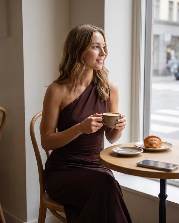 Satin Eve styling: One-Shoulder Draped Satin Maxi Dress