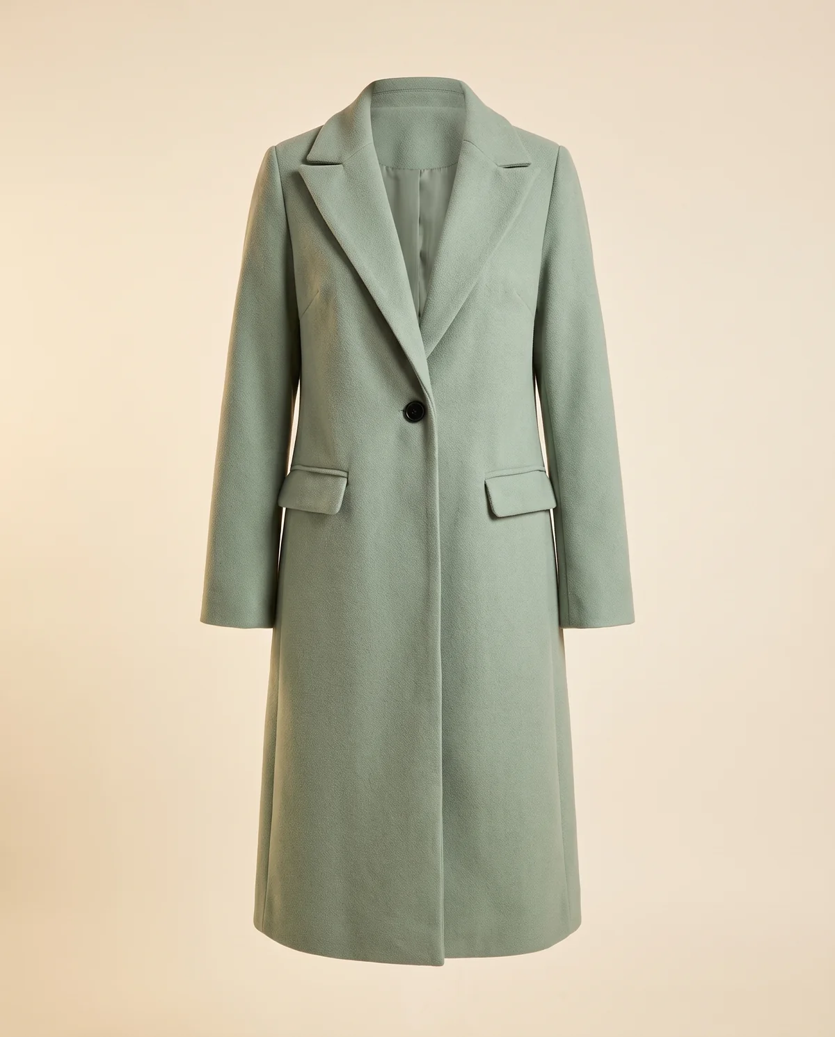 Sage Green Wool-Look Coat in Sage, product shot on a plain background