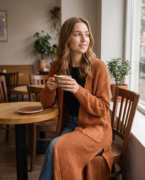 Satin Eve styling: Long Open-Front Cardigan with Side Slits