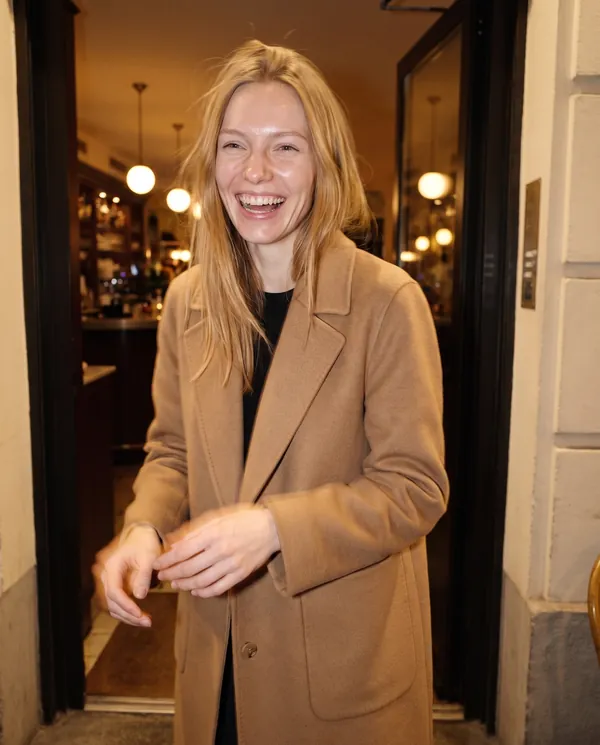 Satin Eve styling: Open-Front Relaxed Wool-Look Coat