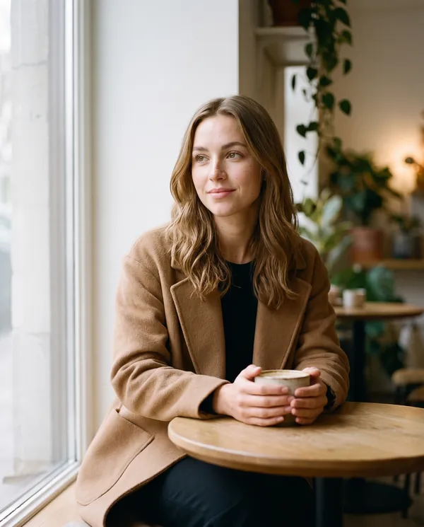 Satin Eve styling: Open-Front Relaxed Wool-Look Coat