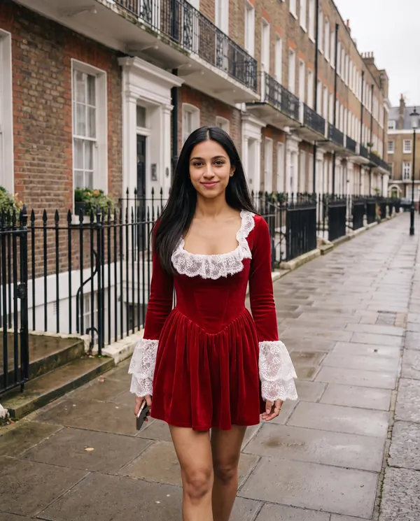 Satin Eve styling: Velvet Corset Lace-Trim Mini Dress