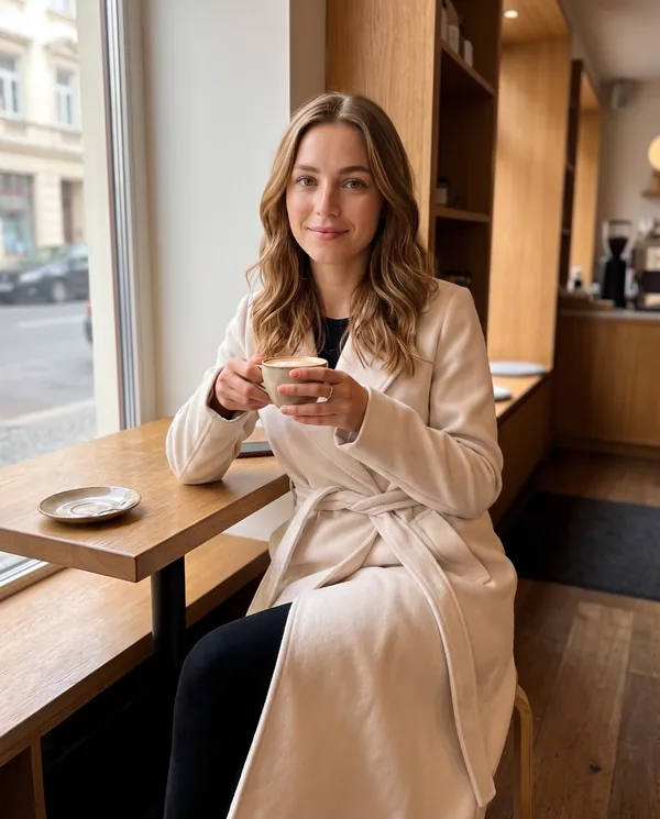 Satin Eve styling: Tie-Waist Wrap Wool-Look Coat
