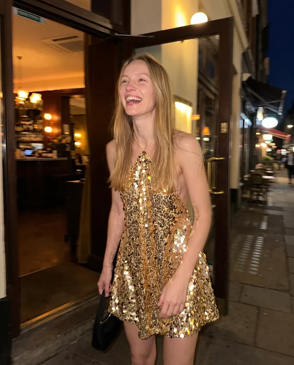 Satin Eve styling: Sequin Halter Swing Mini Dress