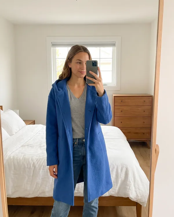 Satin Eve styling: Soft Hooded Wool-Look Coat