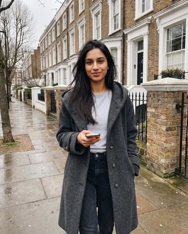 Satin Eve styling: Soft Hooded Wool-Look Coat
