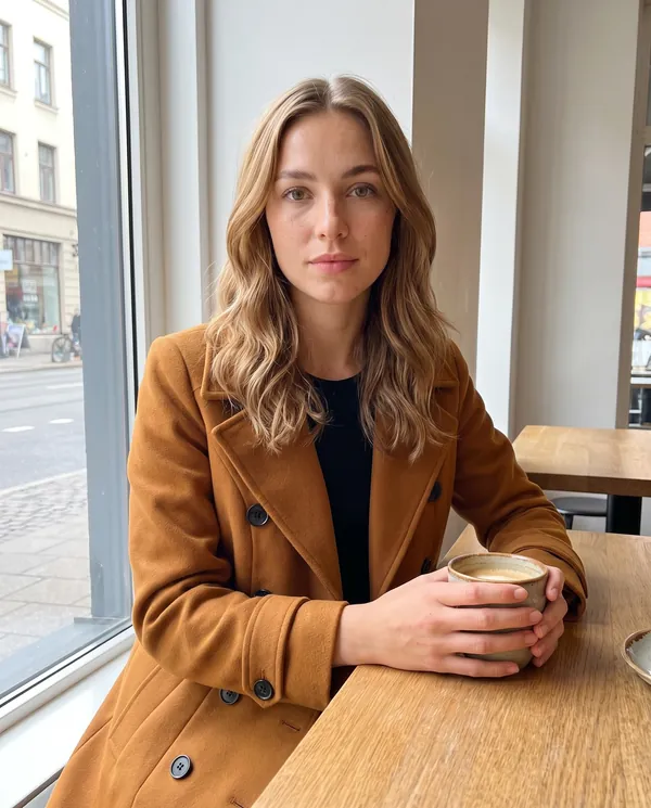 Satin Eve styling: Flared Double-Breasted Wool-Look Coat