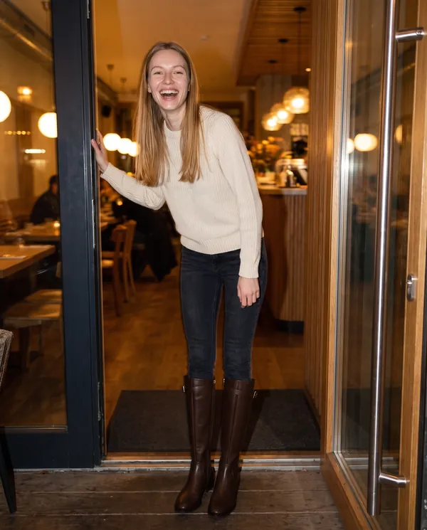 Satin Eve styling: Buckle-Strap Riding Boot