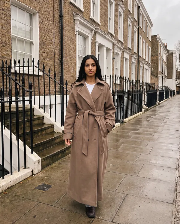 Satin Eve styling: Oversized Belted Trench Coat