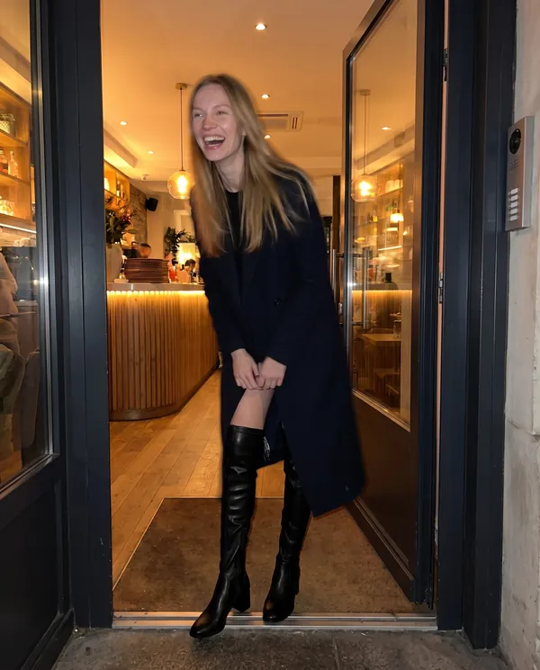Satin Eve styling: Stretch Over-the-Knee Block-Heel Boot