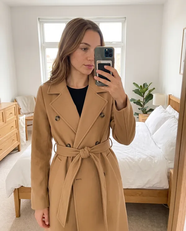 Satin Eve styling: Double-Breasted Wrap Trench Coat