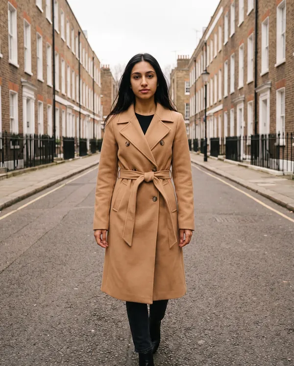 Satin Eve styling: Double-Breasted Wrap Trench Coat