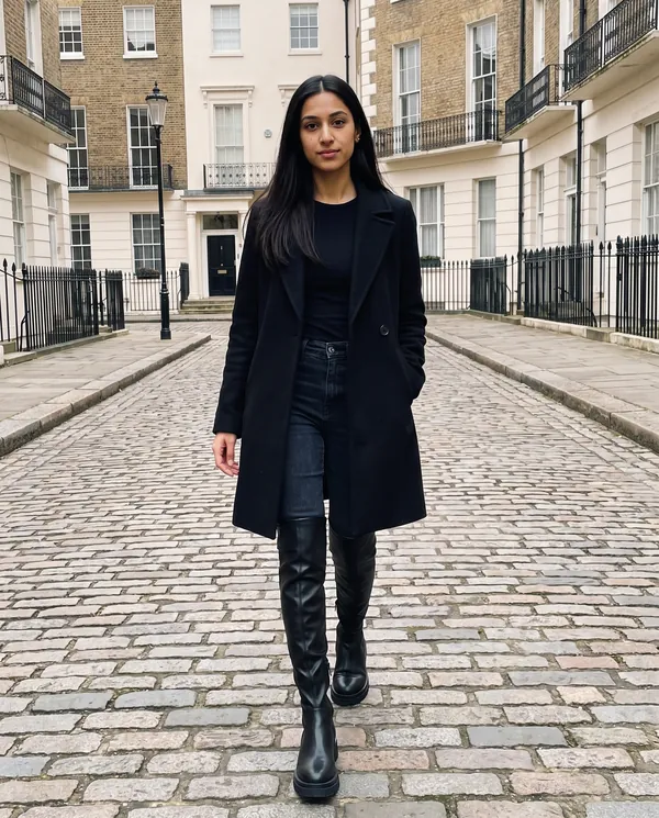 Satin Eve styling: Flat Platform Over-the-Knee Boot