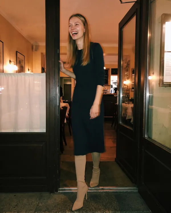 Satin Eve styling: Knit Stiletto Thigh-High Sock Boot