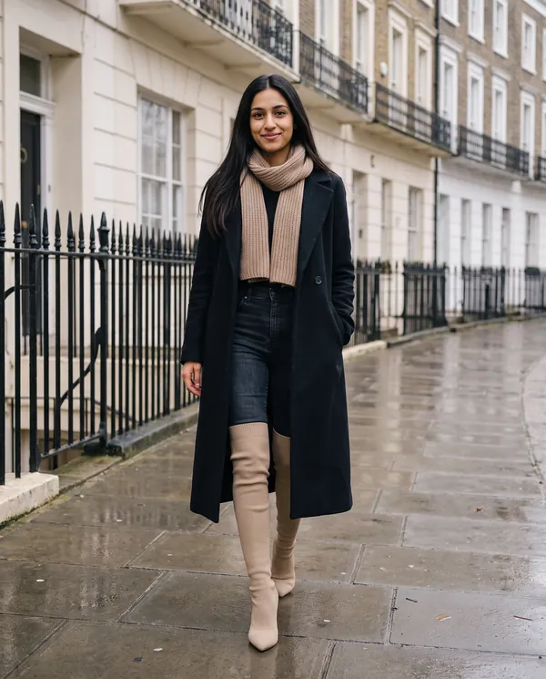 Satin Eve styling: Knit Stiletto Thigh-High Sock Boot