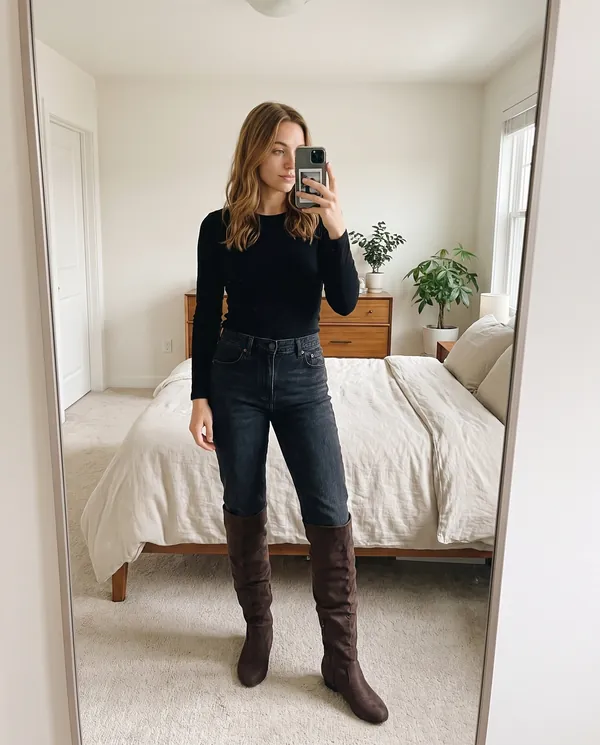 Satin Eve styling: Faux Suede Slouch Boot