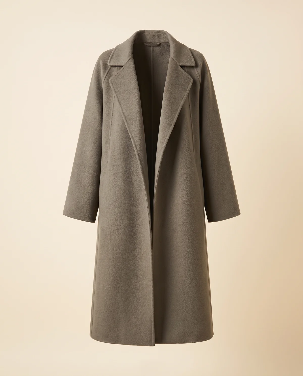 Oversized Olive-Grey Wool-Look Coat in Olive Grey, product shot on a plain background