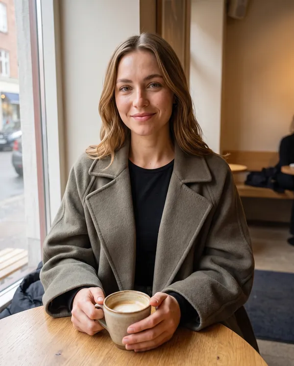 Satin Eve styling: Oversized Olive-Grey Wool-Look Coat